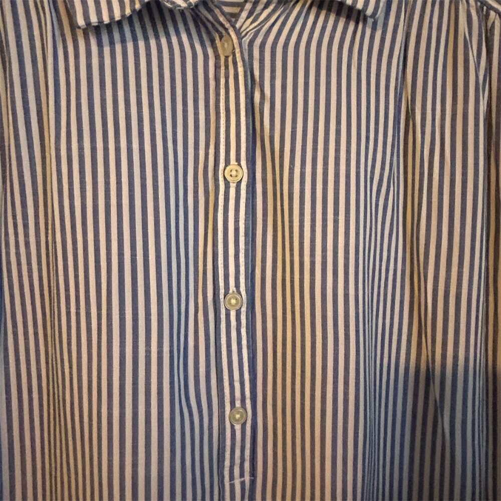 Classic Coastal Stripe Button Front Blouse | LOFT | Size Small - Picture 5 of 10